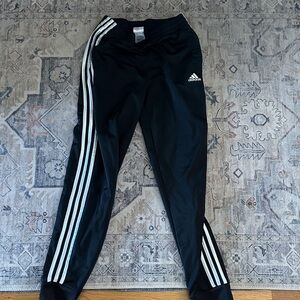 Adidas Kids Black Joggers with White Stripes